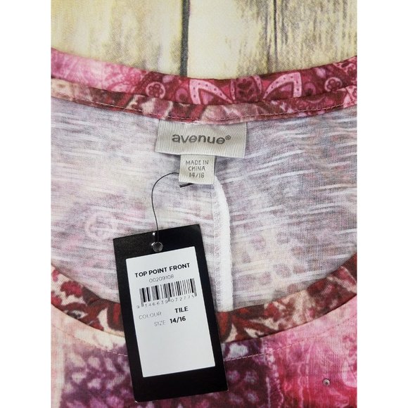 AVENUE Women Point Front Top Shirt Plus Size 14/16 Floral Short Sleeve New - Picture 6 of 14